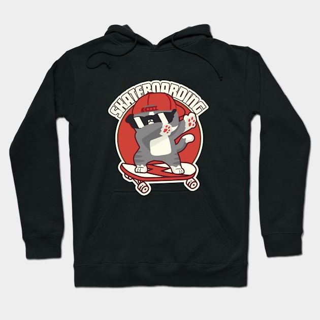 Skateboarding cat Hoodie by FullOnNostalgia